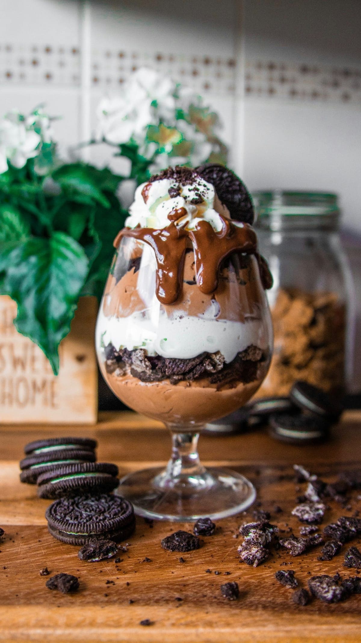 The Windmoor concrete: custard layered with fudge, cookies, and whipped cream in a glass